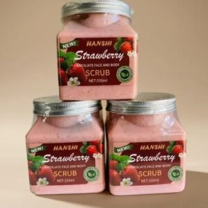 Hanshi Strawberry Exfoliate Face and Body Scrub 3 Pack (350ml each (3-pack))